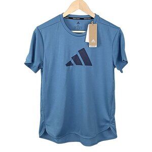 NWT Adidas Women's Badge of Sport Short-Sleeve Tee, Hazy Blue/Crew Navy | Medium